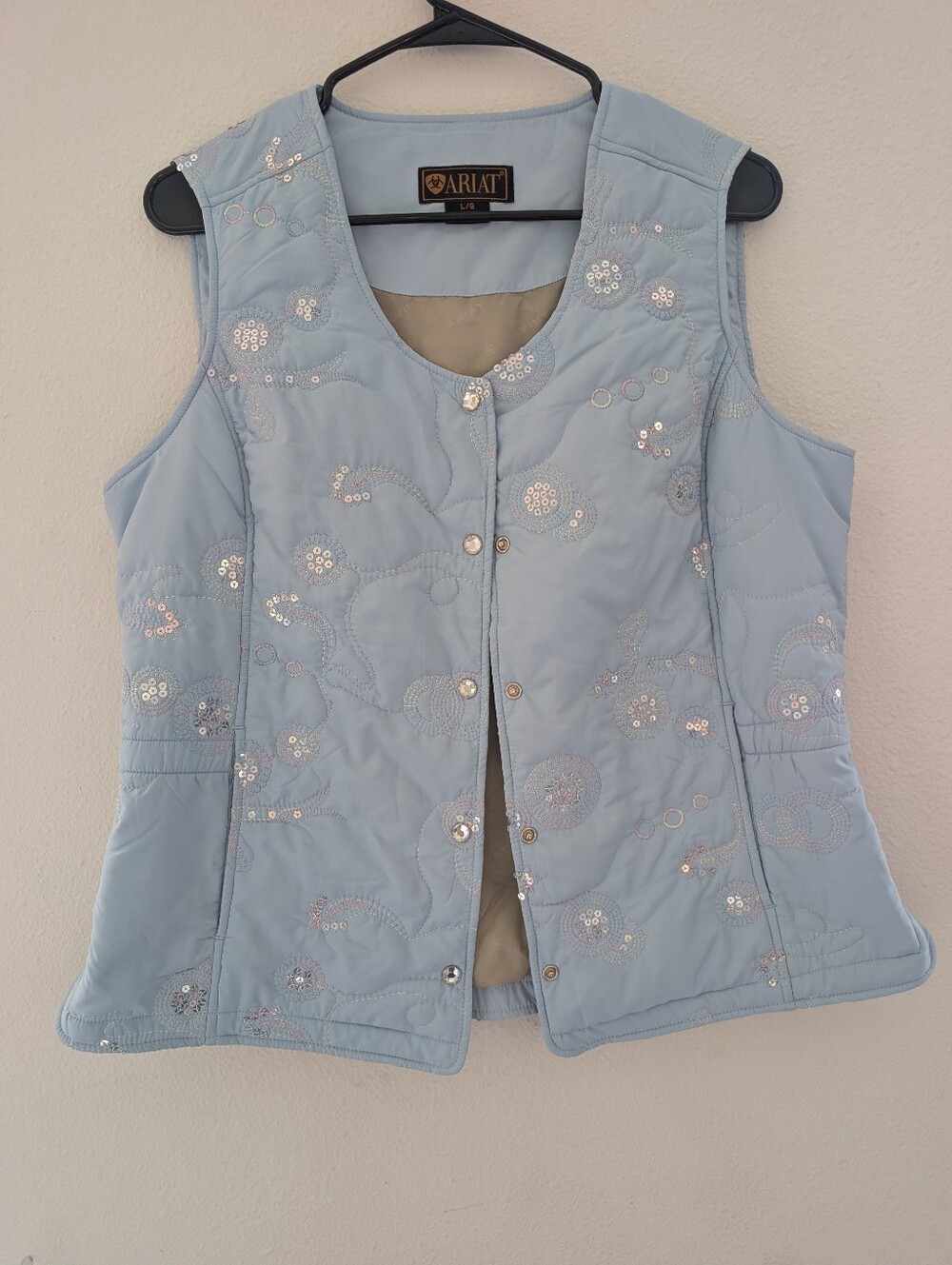 Ariat Light Blue Quilted Sequin Vest